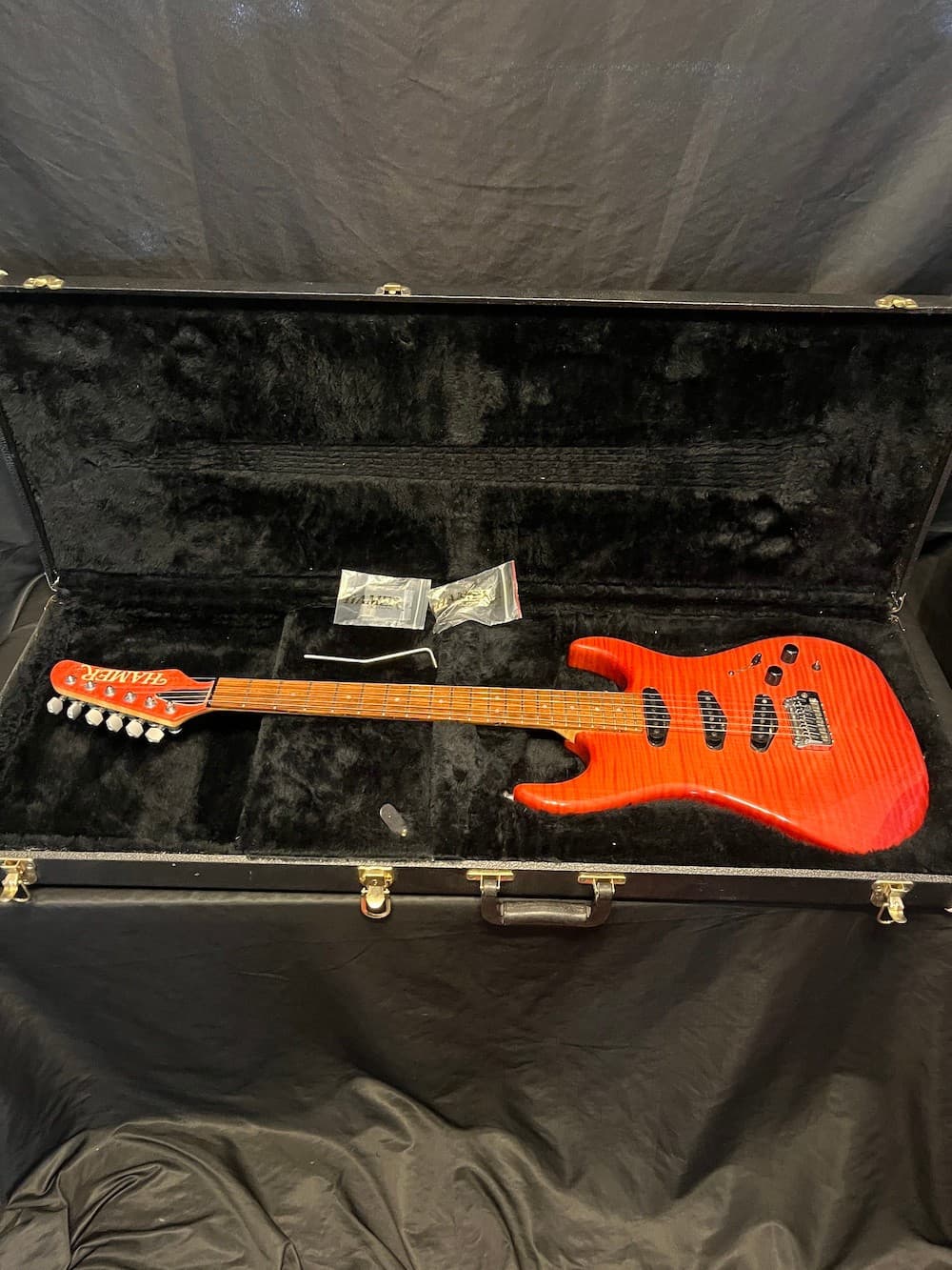 1992 Hamer USA Vintage S Guitar Flame Top/Back in Salmon W/OHSC-Excellent!
