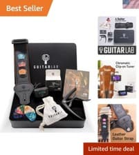 Stylish Guitar Accessories Gift Set – Strap, Tuner, Picks & Capo for All Guitars