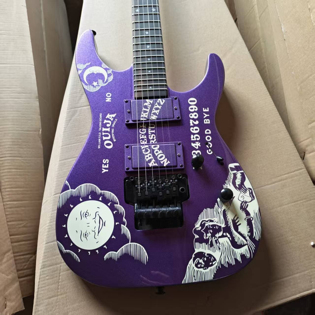 Kirk Hammett Purple Ouija Board Electric Guitar Floyd Rose Tremolo 24Fret ShipUS