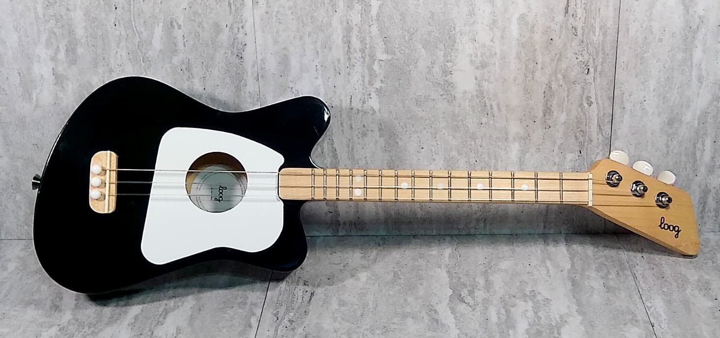 Loog Mini Acoustic Kids Beginner Guitar Black 3 String