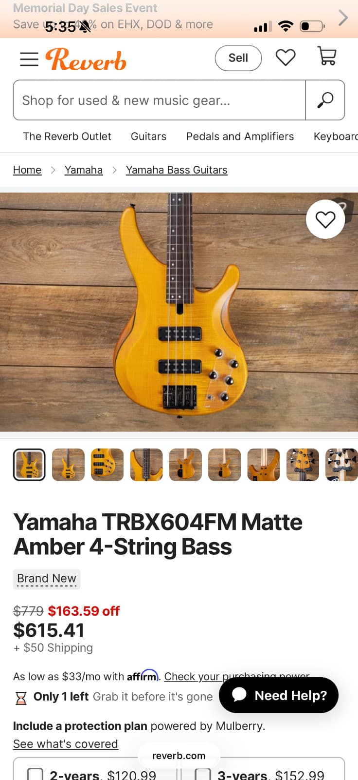 Yamaha TRB604 Bass Guitar w/Fender Amp - Pickup Only
