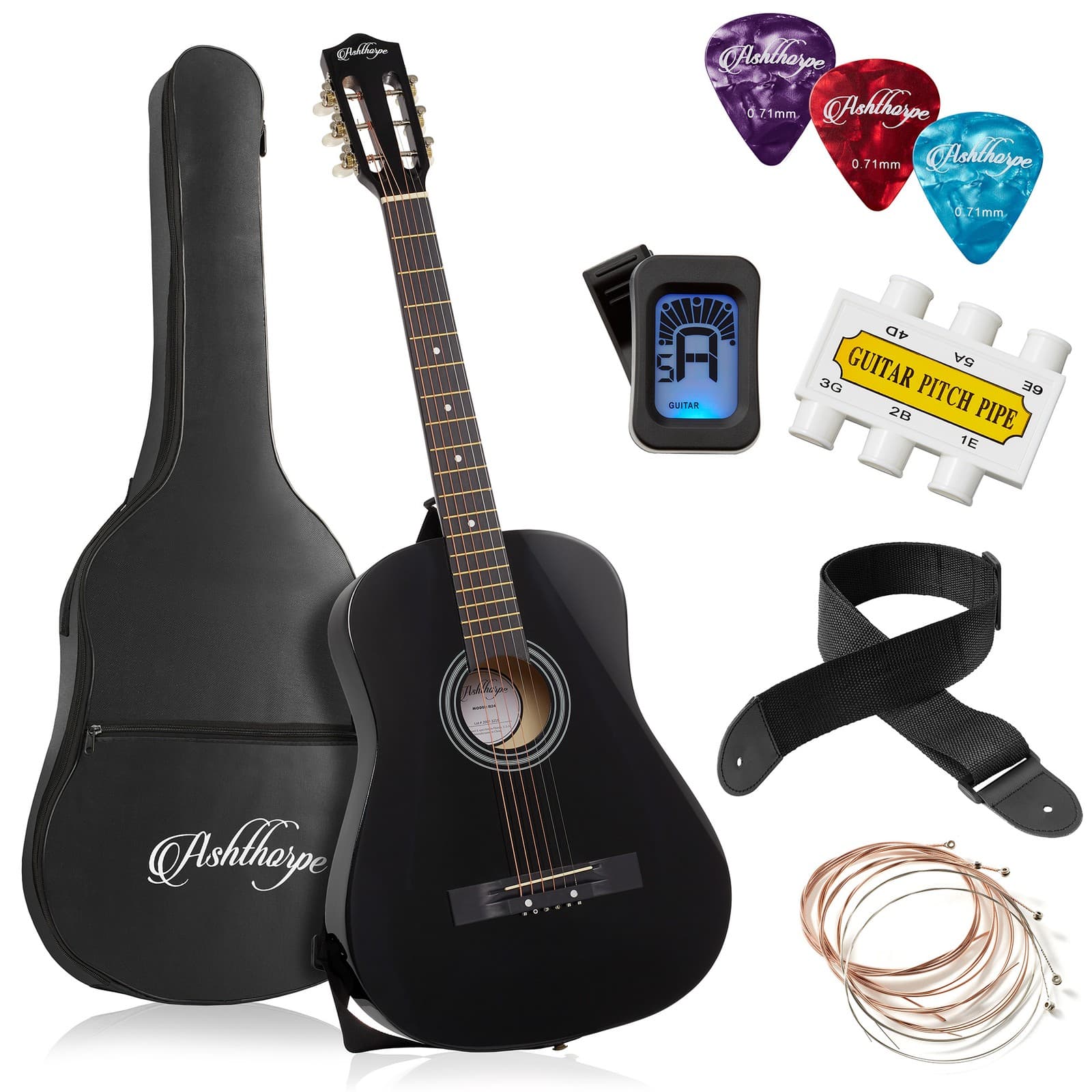 OPEN BOX - 38-inch Beginner Acoustic Guitar Package - Starter Kit & Acc