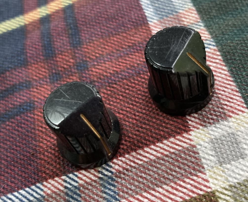 Two Vintage 1980s Effects Pedal Knobs - Guitar/Bass