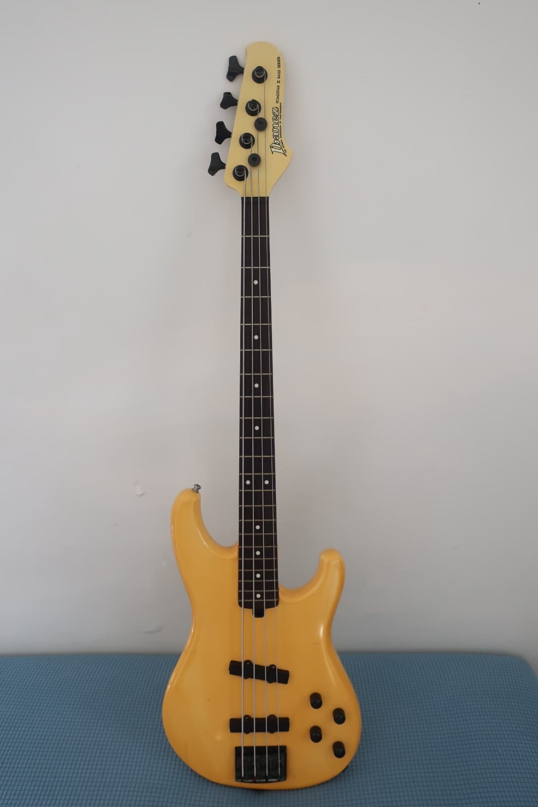 Vintage 1980s Ibanez Roadstar II Bass Guitar MIJ Yellow Funk Rock Machine Cool