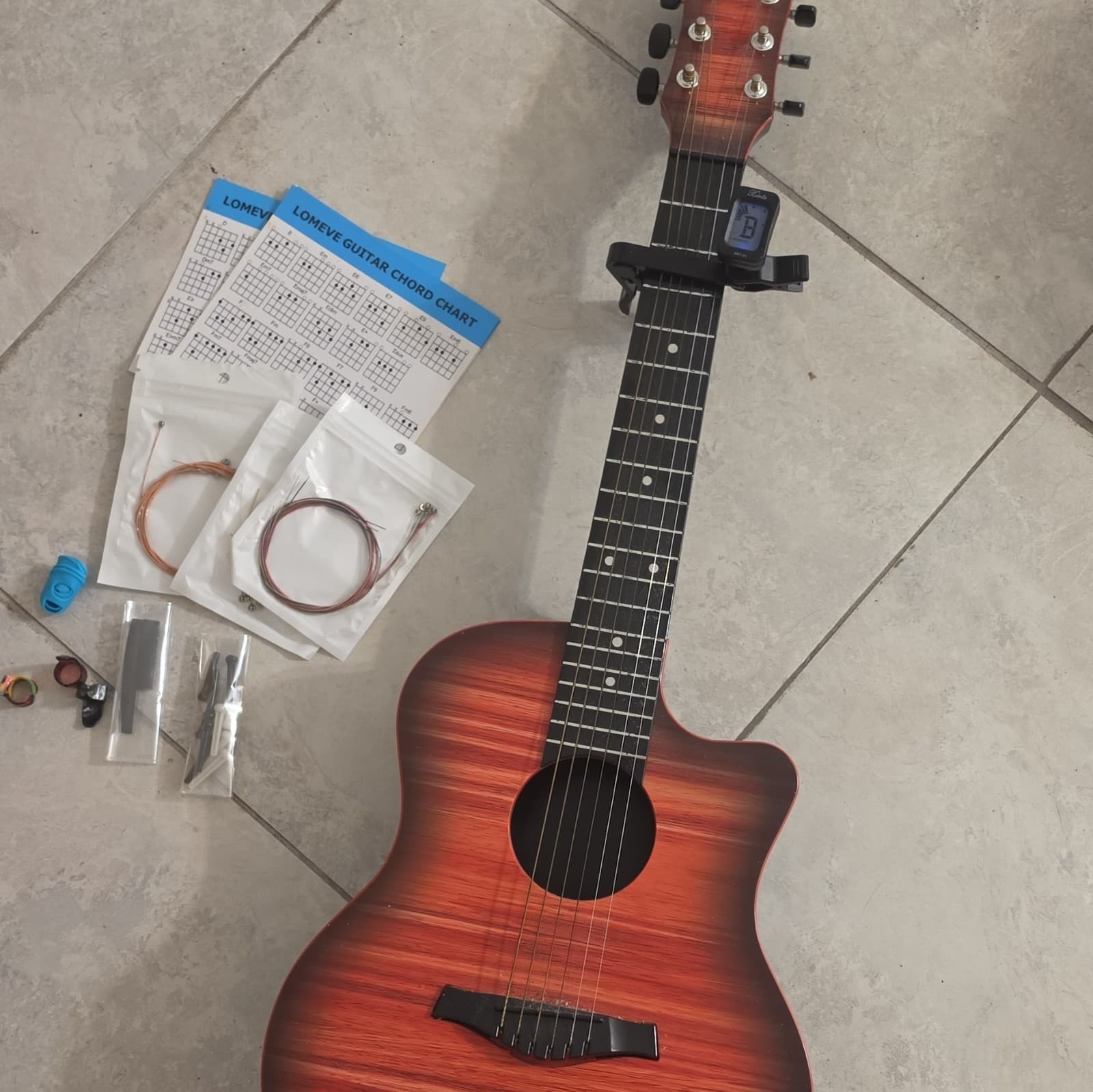 Classical 6-String Cutaway Acoustic Guitar Brown Right-Handed Bundle Kit