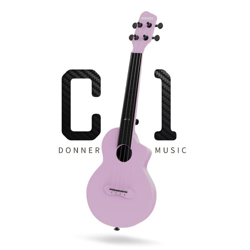 Donner C1 Carbon Fiber 23" Concert Ukulele With Gig Bag Ukalele Ukelele | Purple