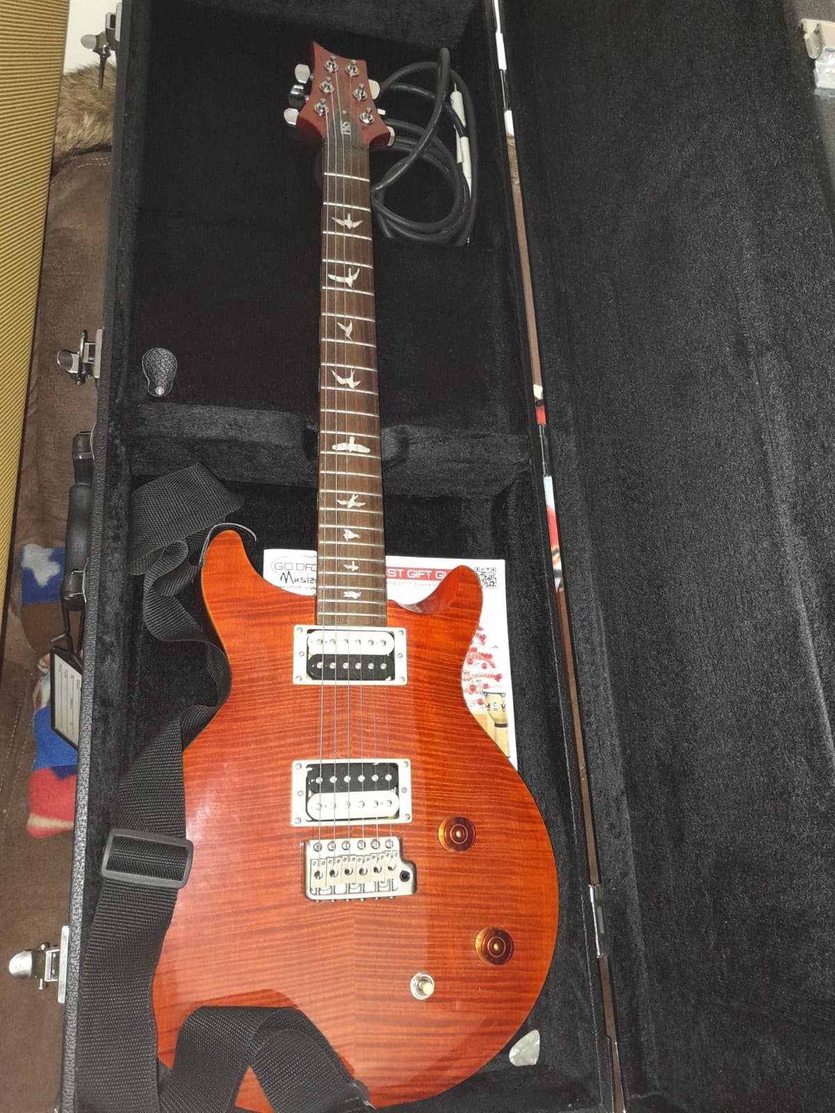 PRS Guitars Orange 6-String Electric Guitar Case, Strap & Cable