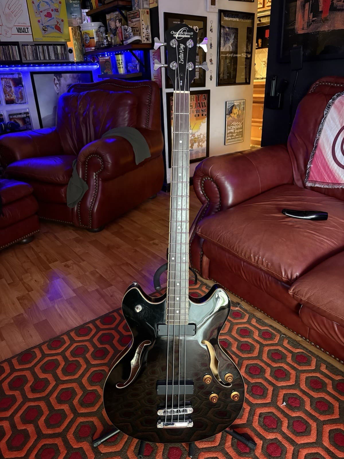 Oscar Schmidt Washburn Ob-20 Delta King Bass Guitar Hollow Body