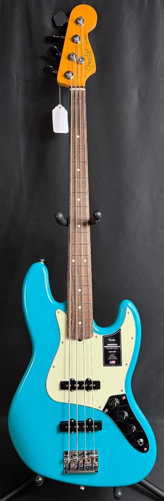 Fender American Professional II Jazz Bass 4-String Bass Guitar Miami Blue Finish