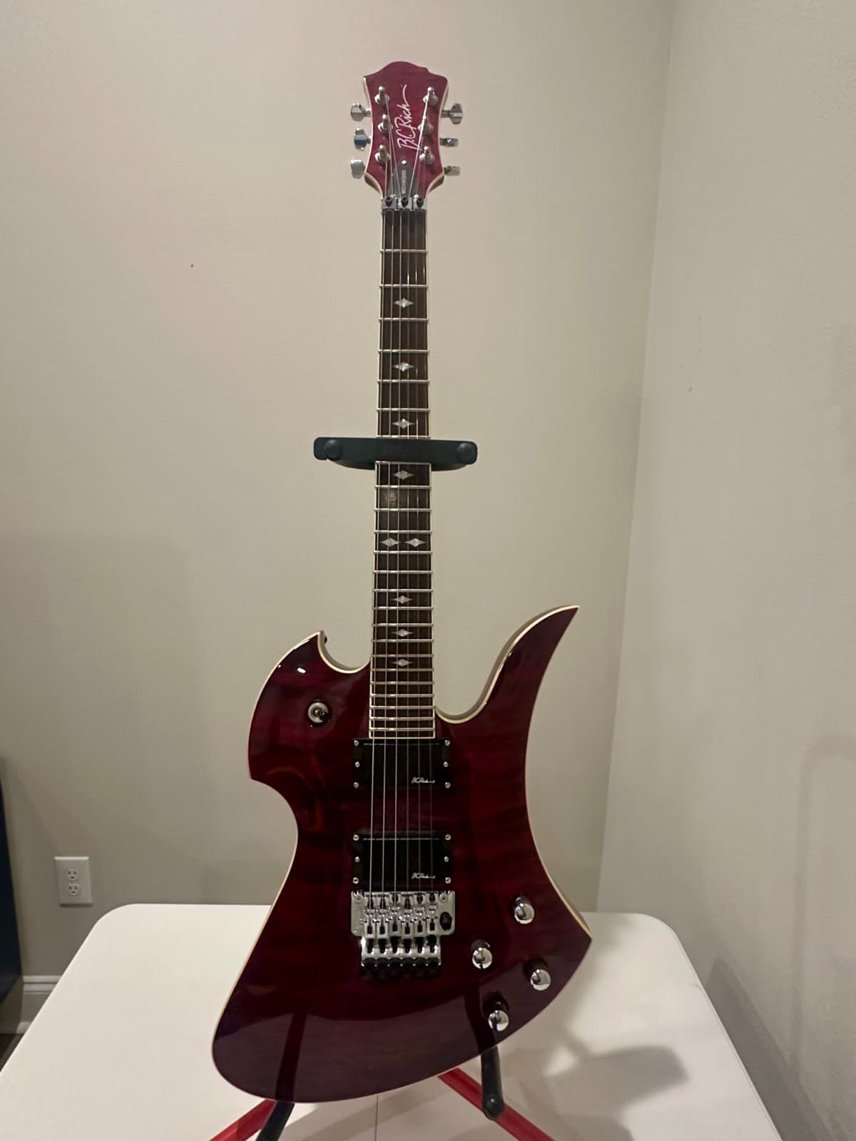B.C. Rich Mockingbird Pro X Electric Guitar Floyd Rose Transp Red Quilttop Case