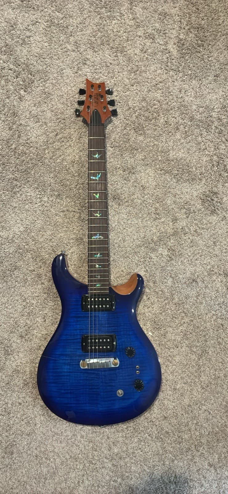 PRS SE Blue 6-String Solid Body Electric Guitar Double Cutaway Right-Hand 24F