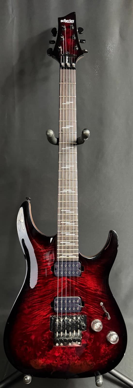 Schecter Omen Elite-6 FR Electric Guitar Burled Black Cherry Burst Finish