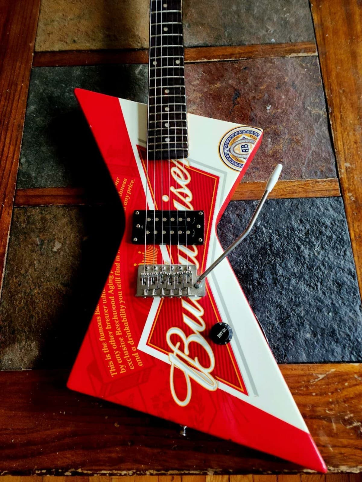 Budweiser Bowtie Explorer promo guitar '90s - red