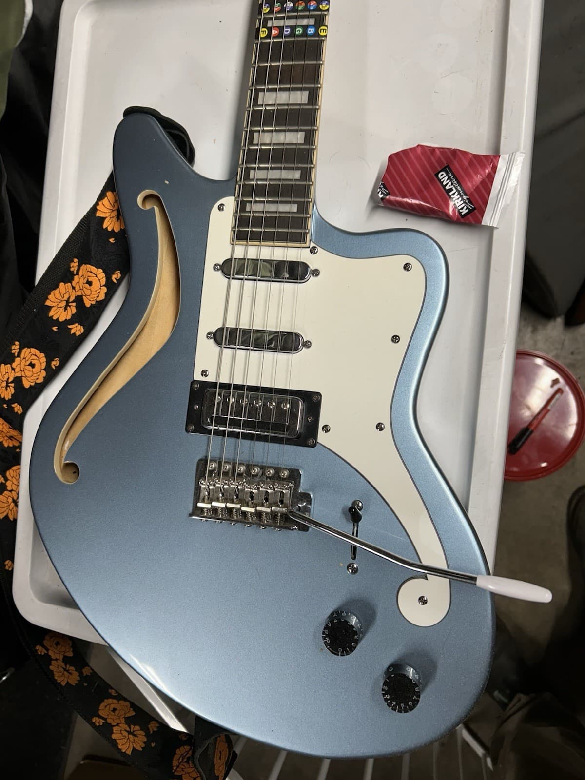D'Angelico Premier Semi Hollow 6 String Electric Guitar Ice Blue