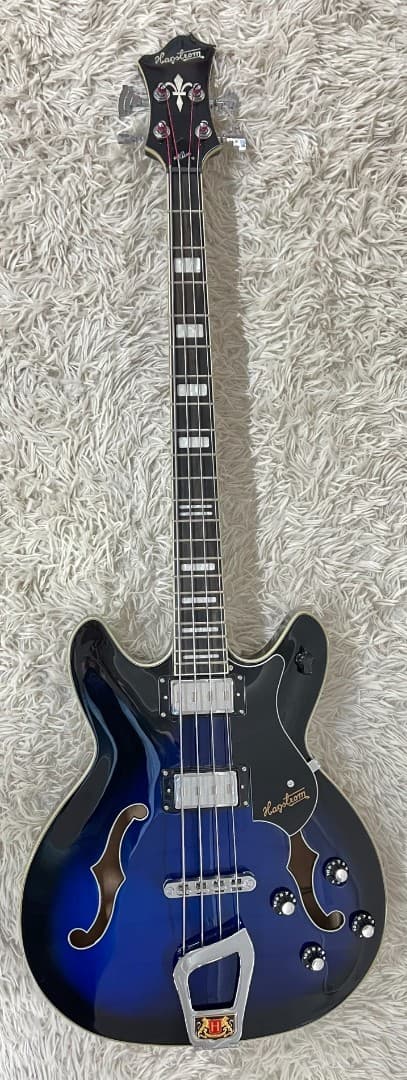 Hagstrom Viking 4-String Semi-Hollow Electric Bass Guitar Dark Baltic Sea w/Bag