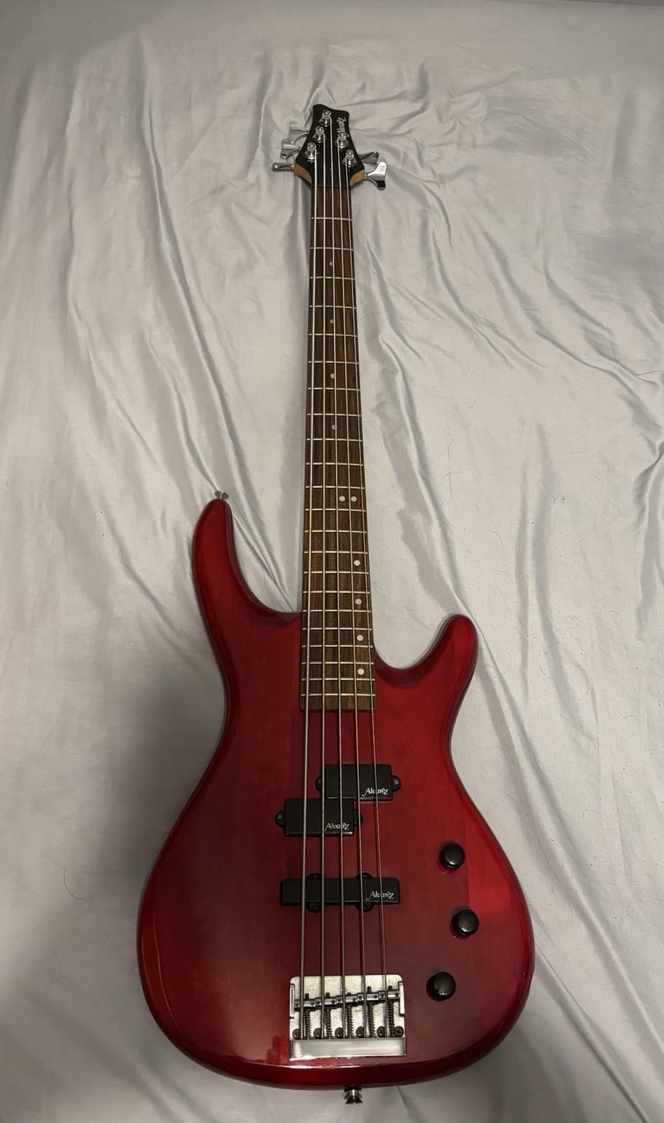Used Alvarez AE800 Trans Red 5-String Bass