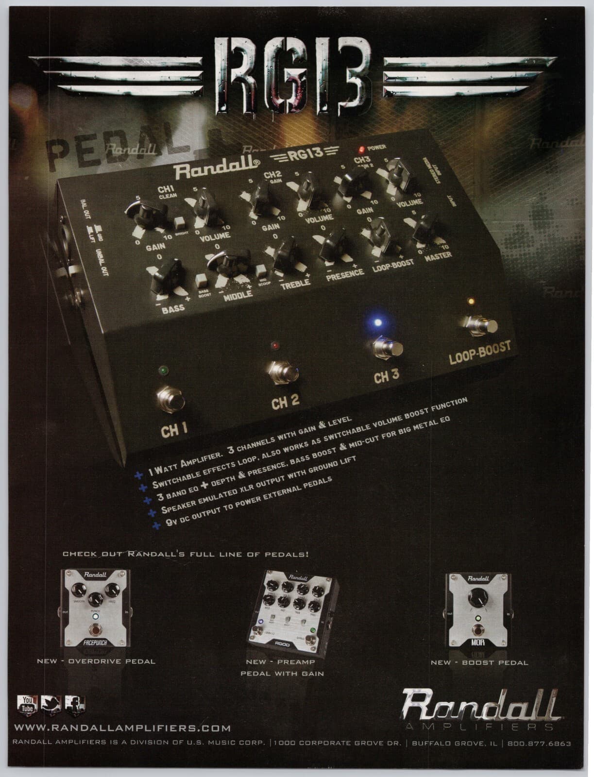 2014 RANDALL RG13 Guitar Pedal Amplifier Effects magazine ad