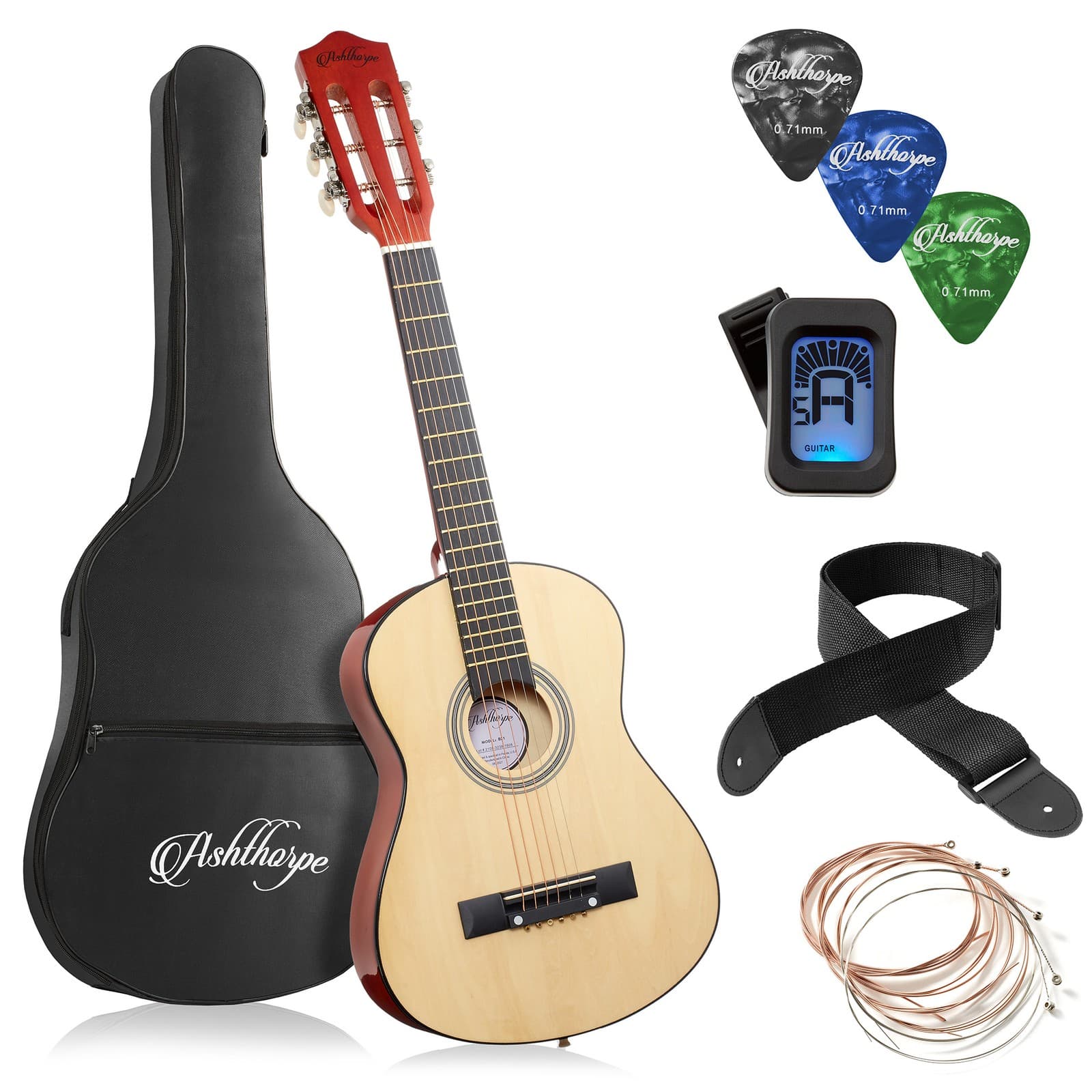 OPEN BOX - 30-inch Beginner Acoustic Guitar, Starter Kit & Accessories - Natural