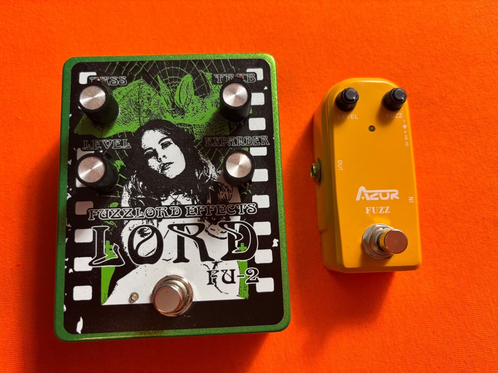 Fuzzlord FU-2 Octave Fuzz Pedal + Azor Fuzz guitar bass effects pedals