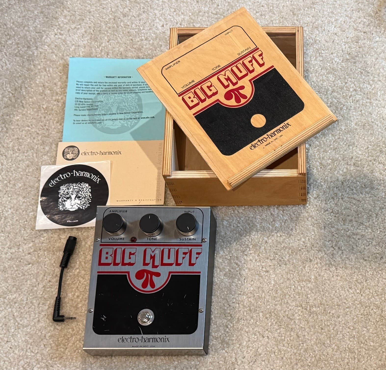 Electro Harmonix EHX Big Muff Pi Fuzz Pedal Wooden Box Guitar Vintage WOODEN BOX
