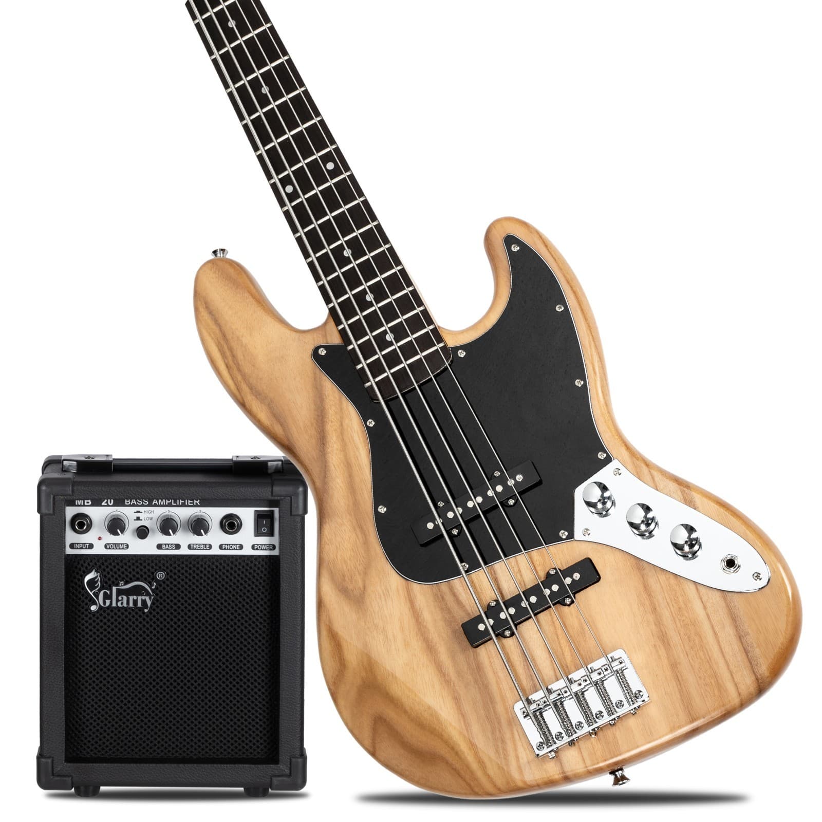 🎸ALL GUITARS ON SALE!🎸+AMP! 5 String J Style Electric Bass Guitar +Case/Bag!