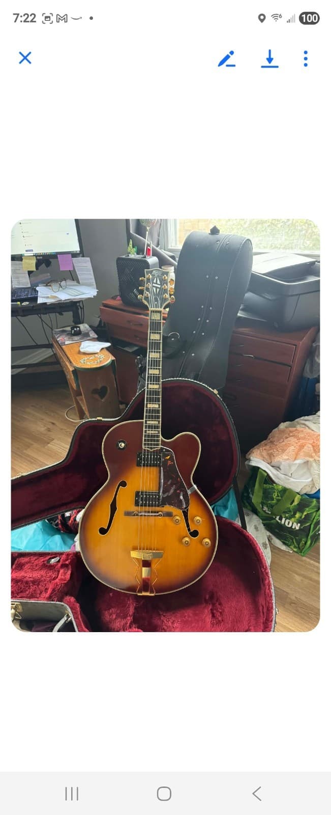 Gibson ES-175 Hollowbody Electric Guitar Sunburst 6-String RH w/ Hard Case