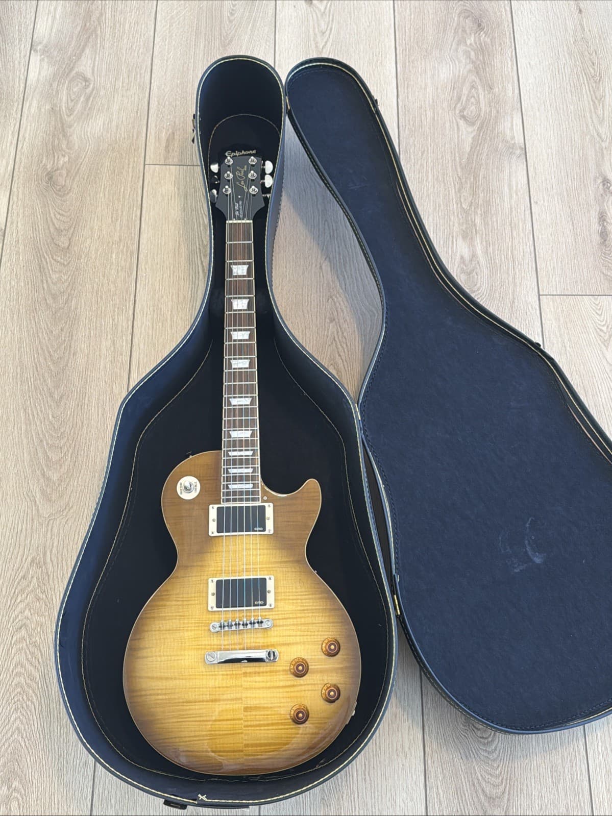 Epiphone Les Paul Standard Pro Honey Burst Flame Top EMG Pickups + Hard Case