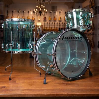 Ludwig Coke Bottle Vistalite drumset (13,16,22) with matching Snare (14)