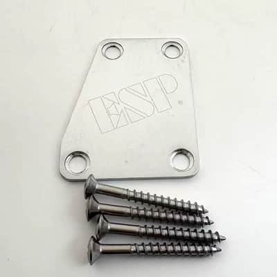 Chrome ESP LTD Guitar Neck Plate with Screws