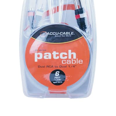 Accu-Cable RC4-6, Dual RCA to Dual RCA 1/4" Cable – 6 Ft