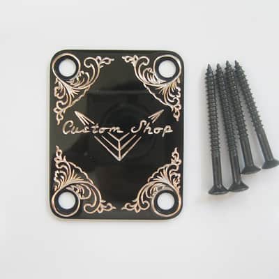 Rock Handwork Custom shop leaf pattern hand engraved metal neck plate fit electric guitars np-B9