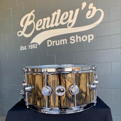 ~WOW!~ DW Collector's Series Maple VLT 6.5x14 Snare Drum in Exotic Ivory Ebony Veneer with Chrome Hardware (Rm 4)