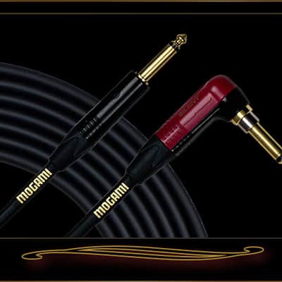 Mogami Gold Instrument Silent R-18 18 Foot Guitar Cable with Right Angle Plug