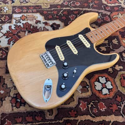 Vintage 1970s Kay K32 Natural & Black Stratocaster Electric Guitar