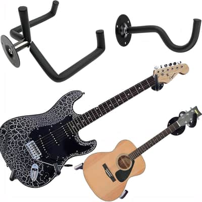 Guitar Wall Mount Acoustic Electric Classical Guitar, Ukulele, Banjo and Mandolin Wall Hanger Slat Wall Horizontal Guitar Holder Bass Stand Rack Hook (1 Pack)