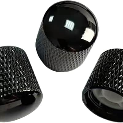 3Pcs Electric Guitar Knobs Dome Metal Guitar Volume Tone Knobs Fit for Fender Strat ST Telecaster Tele Jazz Les Paul Replacement Parts (Vacuum Black)