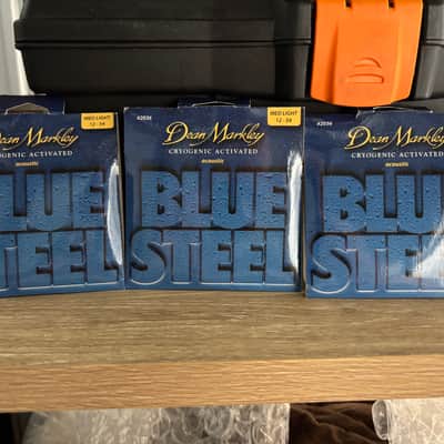 3x sets of Dean Markley 2036 Blue Steel 92/8 Acoustic Guitar Strings - Medium Light (12-54) 2010s - Standard