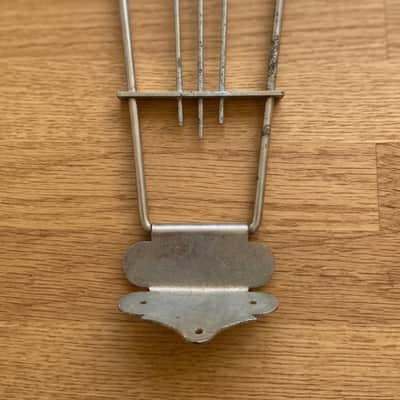 Vintage 1960s German Chrome/Nickel Lyre Trapeze Tailpiece - Fits Höfner, Framus, Hopf, Klira Archtop Guitars