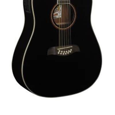 Oscar Schmidt OD312CEB-A Dreadnought (12 String) Cutaway Acoustic Electric Guitar. Black