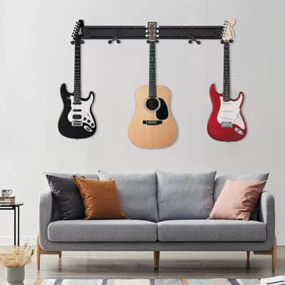 5-Hanger Wall-Mounted Guitar Rack | Adjustable Strong Hooks for Guitars, Banjos, and Ukuleles – Perfect for Studios, Music Rooms, and Guitar Collections