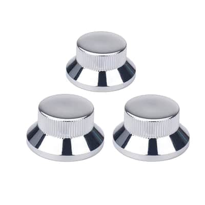 3pcs Chrome Metal Guitar Top Hat Volume Tone Knobs Set