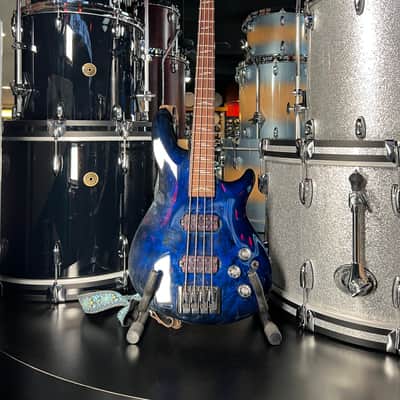 Schecter Guitar Research Omen Elite 4 / Four String Electric Bass Guitar in See-Thru Blue Burst with Hardshell Case (RM 2)