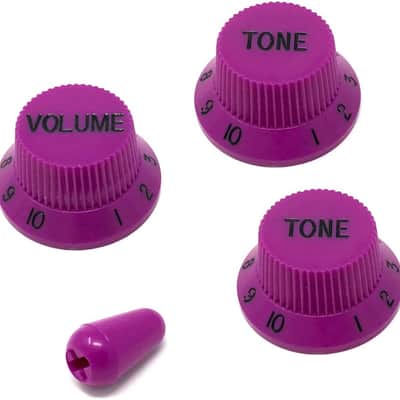 Violet Guitar Control Knobs (1 Volume, 2 Tone, 1 Switch Tip) for Fender Strat Style Electric Guitars Fits USA (Imperial) Split Shaft Pots STKUS-VLT