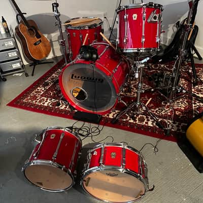 Ludwig Maple Red 5 Piece Drum Set 1985-1990 (Power Toms)