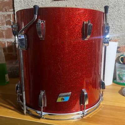 Ludwig 16” 3ply Maple Floor Tom 1970s - Red Sparkle