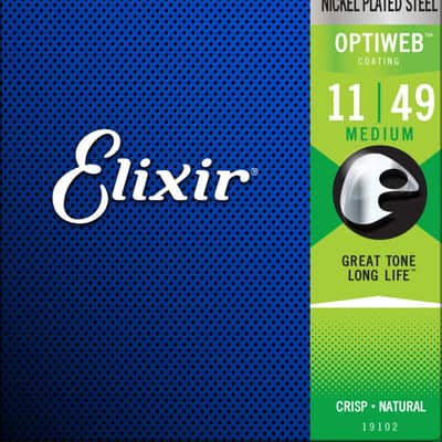 Elixir 19102 Optiweb Nickel Medium Electric Guitar Strings (11-49)