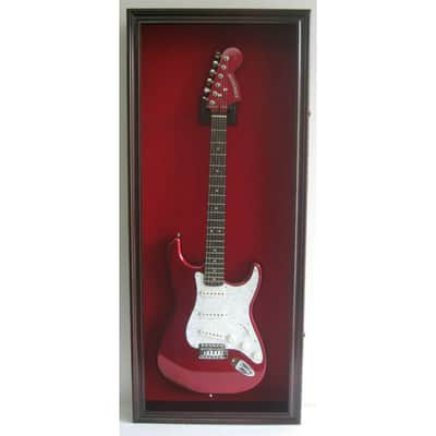 Natural Mahogany New Electric / Fender Guitar Display Case Cabinet Wall Hanger Rack Lockable Door