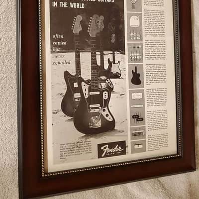 1964 Fender Guitars Promotional Ad Framed Stratocaster, Jaguar, Jazzmaster, Jazz Bass Original