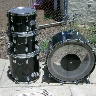 vintage early 70's Rogers Drum Kit Set, 24/16/14/13, black wrap none