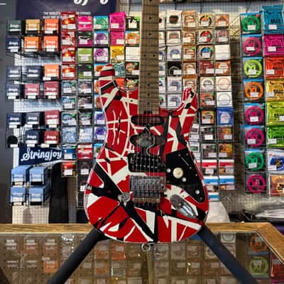 EVH Striped Series Frankie - Red / White / Black Stripes Relic